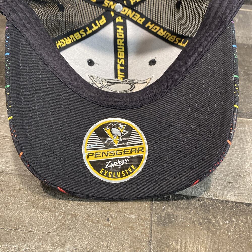 Zephyr NHL Pittsburgh Penguins “Pride” Curved Bill ADJ Trucker Hat - Picture 9 of 11